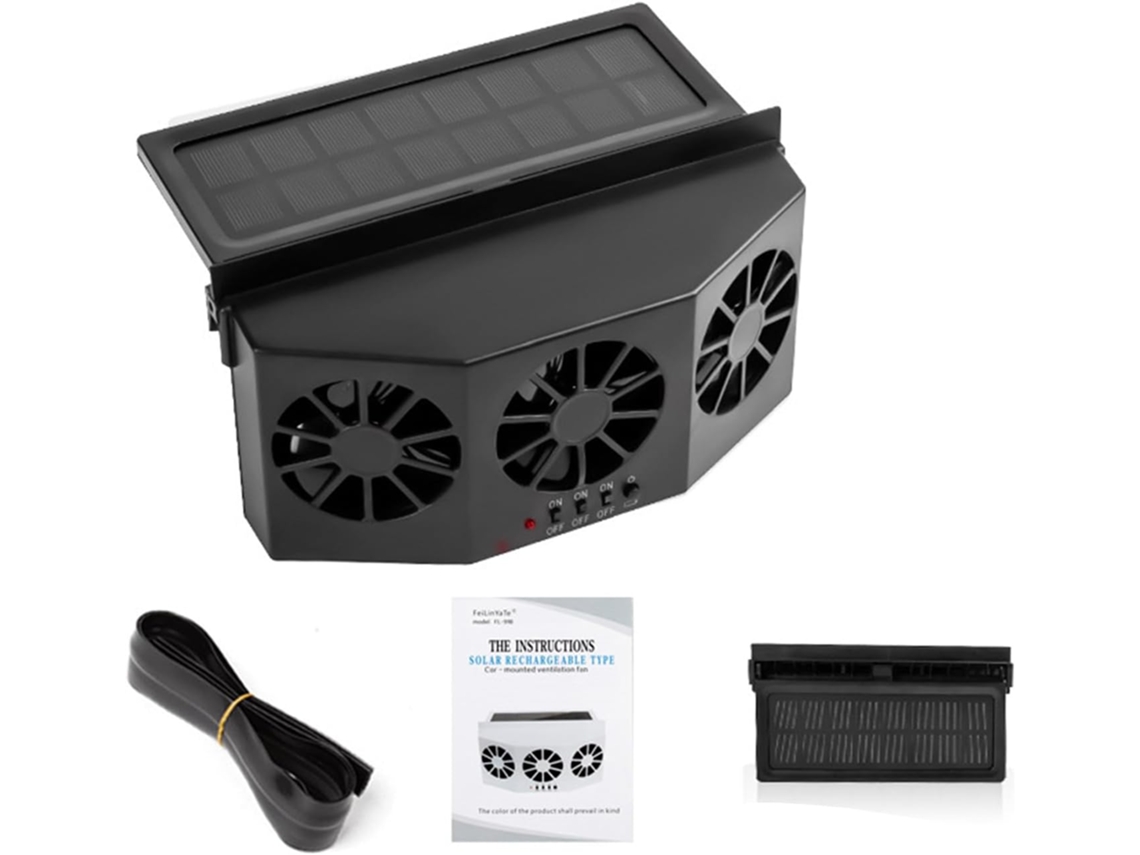 Ventilador Para Carro Com 3 Saídas De Ar, Alimentado Por Usb Energia Solar, 4500rpm, Para Janelas Dianteiras E Traseiras