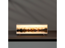 Luminária decorativa retangular com conjunto de luz e sombra, interruptor de toque sensível, iluminação ambiente brilhante e luz noturna.
