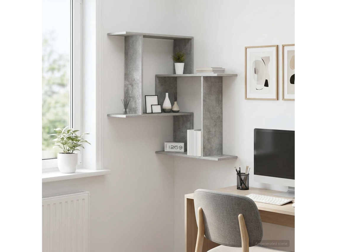 Vidaxl Prateleira De Parede Cinzento Cimento 67 X 67 X 87 Cm