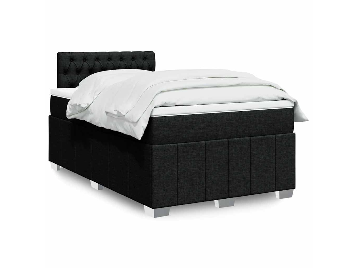 Vidaxl Cama Com Molas/colchão 120x200 Cm Tecido Preto