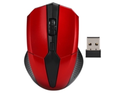 Ratón Óptico sem fios, 2,4 GHz, 4 botões, receptor USB, vermelho