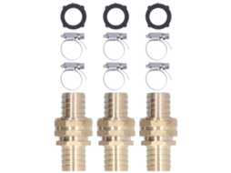 Conector Reparo Primerox para mangueira, rosca macho/fêmea 3/4" e 5/8", kit com 3 peças em latão.