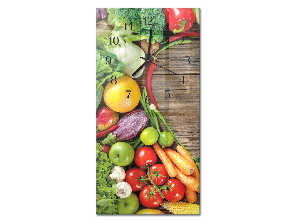 Relógio De Parede De Vidro Multicolor Espelharte (30x60 Cm)