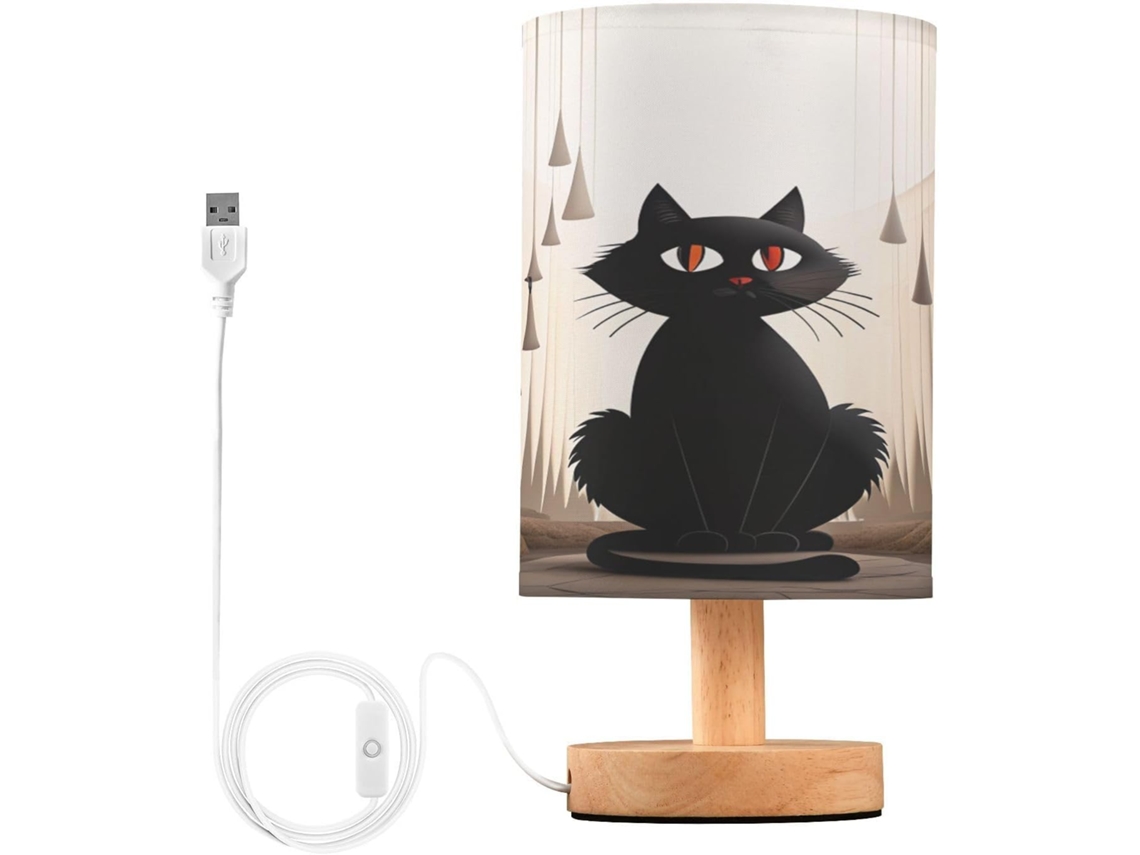 Abajur De Cabeceira Fofo Em Formato Gato Para Quarto, Luminária De Cabeceira Led, Luminária De Leitura Com Portas Usb E