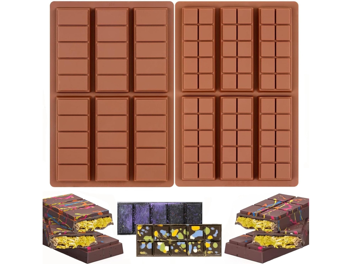 Forma de silicone para chocolate - Antiaderente - 6 barras - Dubai (Conjunto com 2)
