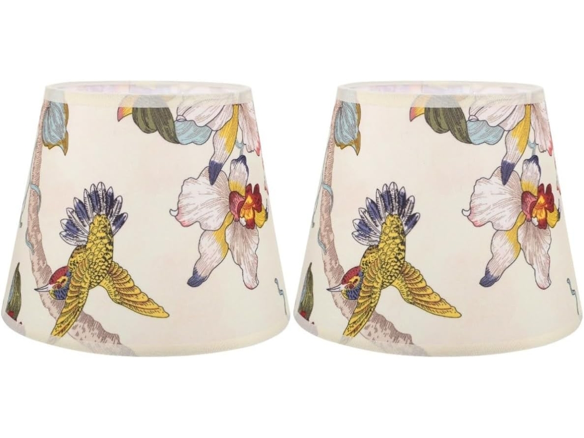 Conjunto De 2 Abajures De Tecido Floral E27, Estilo Clássico E Elegante