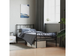 Estrutura De Cama Com Cabeceira E Pés 75x190 Cm Metal Preto