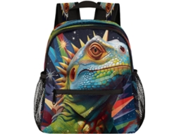 Mochila Infantil Para Meninas Meninos, Com Estampa Camaleão, Crianças, Pré-escolar, Livros Alça Peitoral, Leve