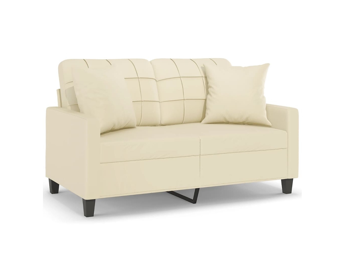 Maison Exclusive - Sofá 2 Lugares + Almofadas Decorativas 120cm Couro Artif. Creme