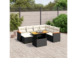 Vidaxl 8 Pcs Conjunto Sofás de Jardim com Almofadões Vime Pe Preto