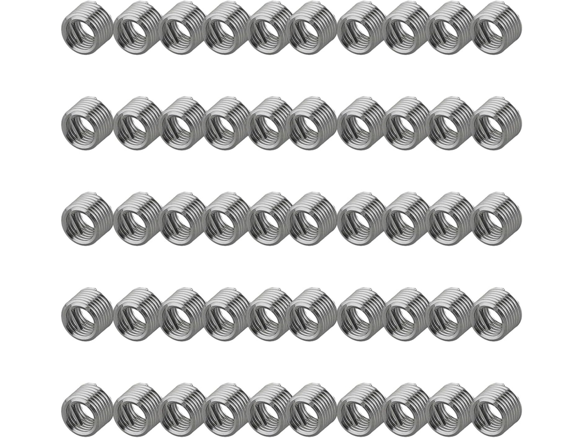 50 Peças De Insertos Roscados Helicoidais M6 X 1,0 Em Aço Inoxidável