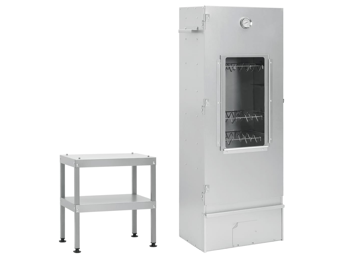 Oven Smoker With Table, Oven Smokers With Tables Vidaxl Prateado Aço (44.5 X 29 X 110 Cm)