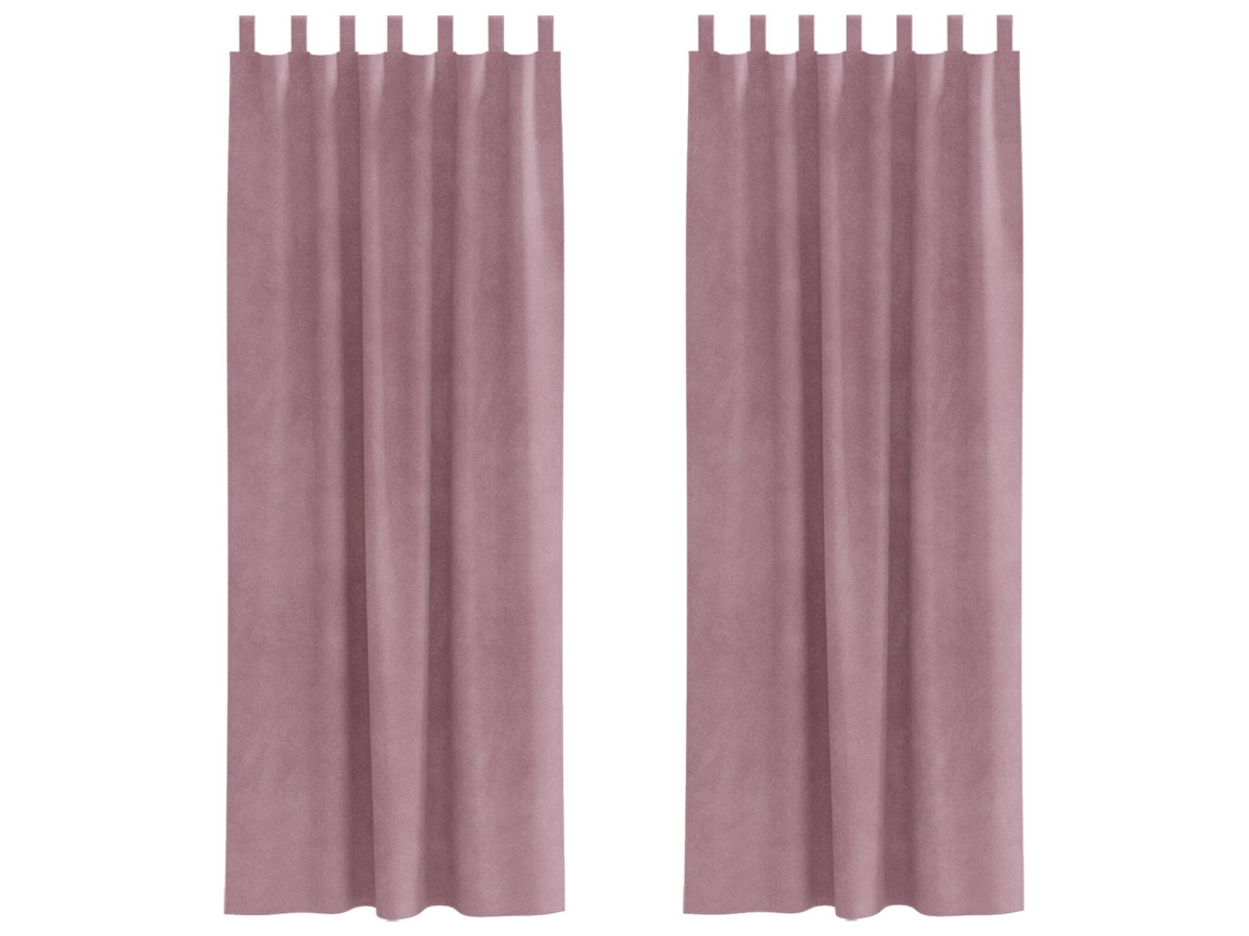 Conjunto 2 Cortinas Opacas Vidaxl Rosa Veludo (140 X 225 Cm)