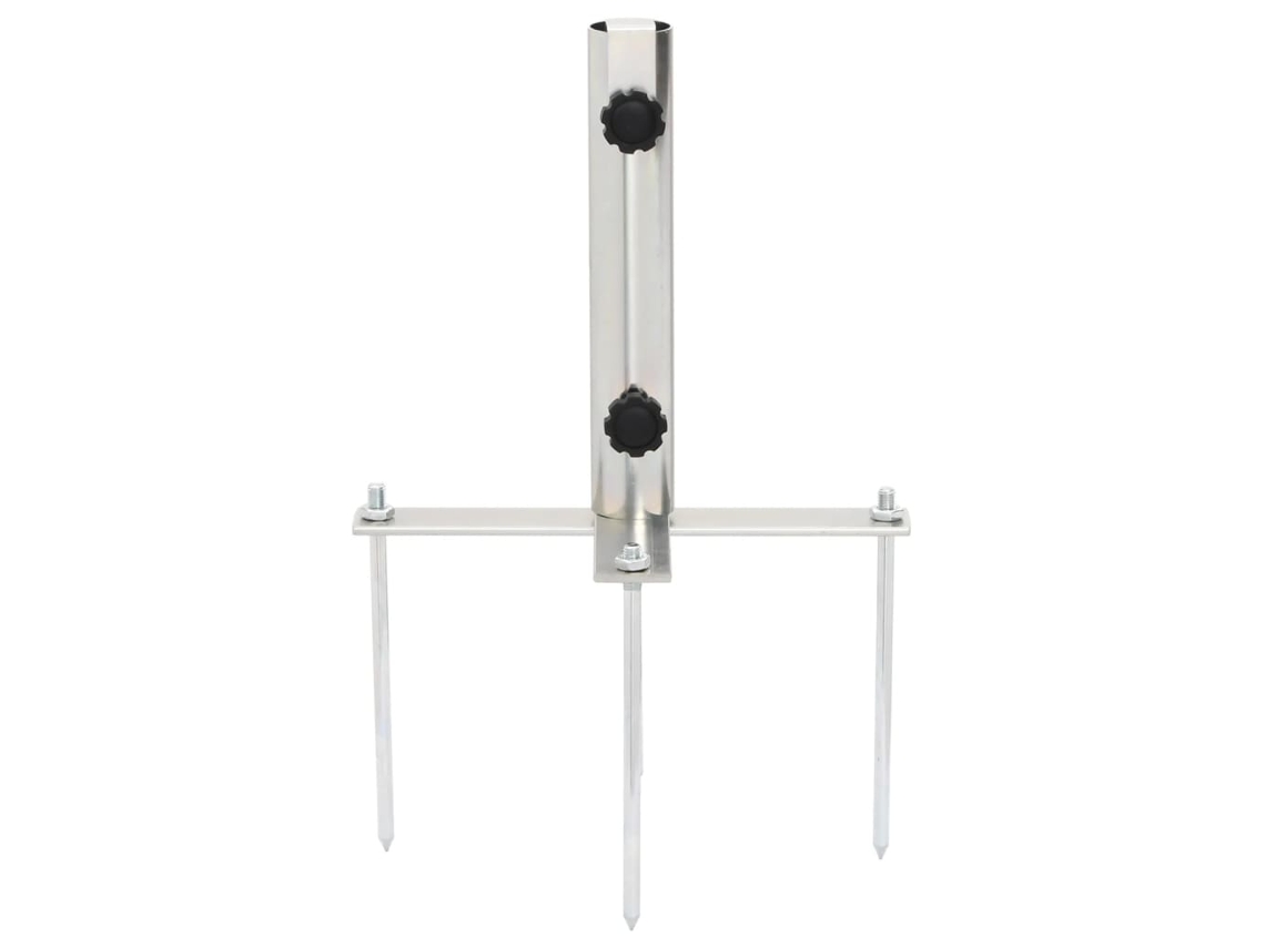 Maison Exclusive - Base De Guarda-sol C/ Estacas P/ Poste Ø32/38 Mm Aço Prateado