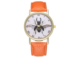 Relógio de Pulso Analógico para Casais com Pulseira de Pu, Estilo Moderno e Fácil Combinação (laranja)