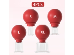 (conjunto Vermelho Com 4) Ventosas De Massagem De Borracha, Efeito Lifting Facial A Vácuo, Tamanhos P, M E Gg
