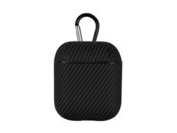 Estojo Para Fones De Ouvido Airpods 1/2 Em Polipropileno Com Textura De Fibra De Carbono E Gancho.