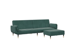 Sofá-cama VIDAXL Verde Veludo (220 x 84.5 x 69 cm)