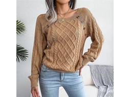 2026 suéter de Punto para Mulher com Gola Redonda, Manga Longa, Cor Solida, Casual, Outono Inverno, Branco