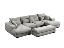 Sofá Cama De Canto Mega Com Chaise Longue Kim 368cm, Cinza