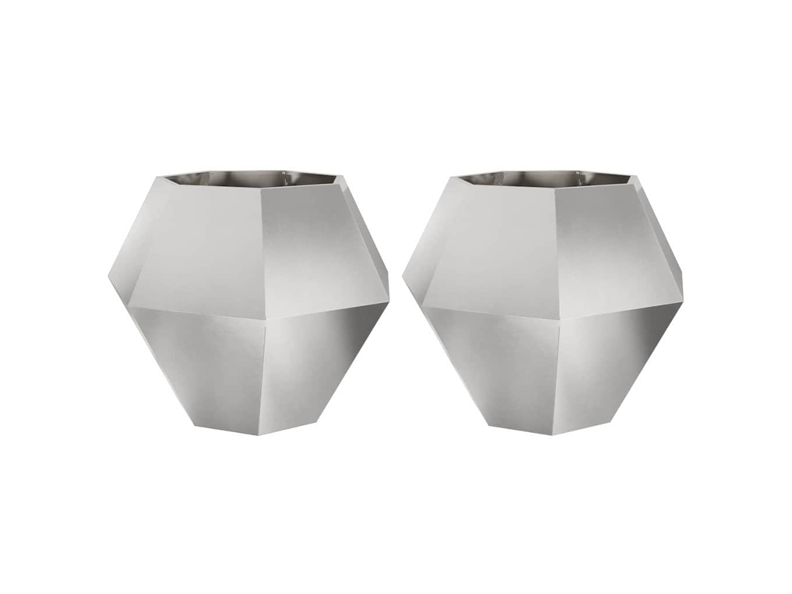 Conjunto 2 Vaso De Exterior Vidaxl Prateado Aço (100 X 100 X 80 Cm)