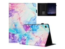 Capa Para Lenovo M10 Plus Com Despertador Automático E Padrão Mármore Em Couro Pu Roxo Azul