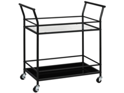 Carrinho de Cozinha com 4 Rodas MARCA com 2 Prateleiras Alças 75x40x80cm Preto