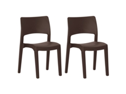 Conjunto de 2 cadeiras de jardim em polipropileno cor mocha, exclusivas da MAISON.