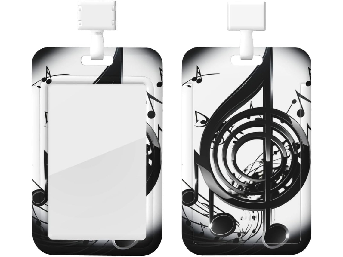 Porta-cracha com carimbo musical e cordão, bolsa plástica impermeável para cracha, capa protetora para enfermeiras