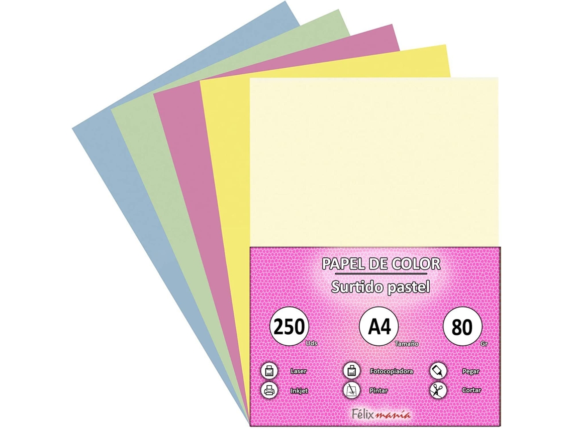 Papel A4 80Gr Variedade Pastel 250 Folhas