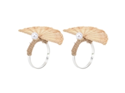 2pcs Anel de Guardanapo de Rattan Design Inovador Decorativo para Decoração de Mesa 6647 Pérola