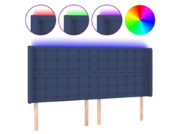 Cabeceira de cama MAISON EXCLUSIVE com luzes LED em tecido azul (163x16x118 cm)