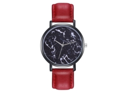 Relógio de casal Zhoulianfa com pulseira de couro PU e mostrador redondo (vermelho)