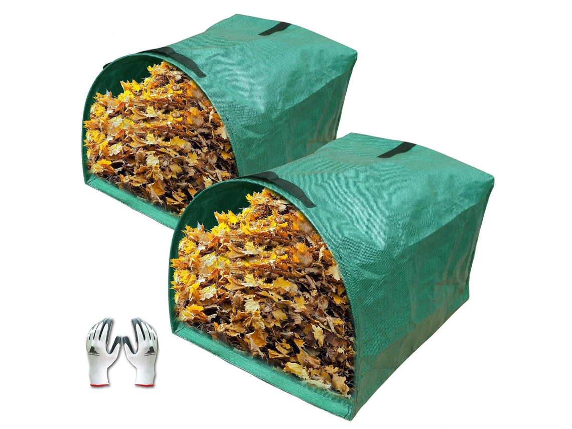 Pacote com 2 Sacos Reutilizáveis ​​de 53 Galões para Resíduos de Jardim em Pó, Tipo Resistente e Dobrável para Folhas. GOKOCO