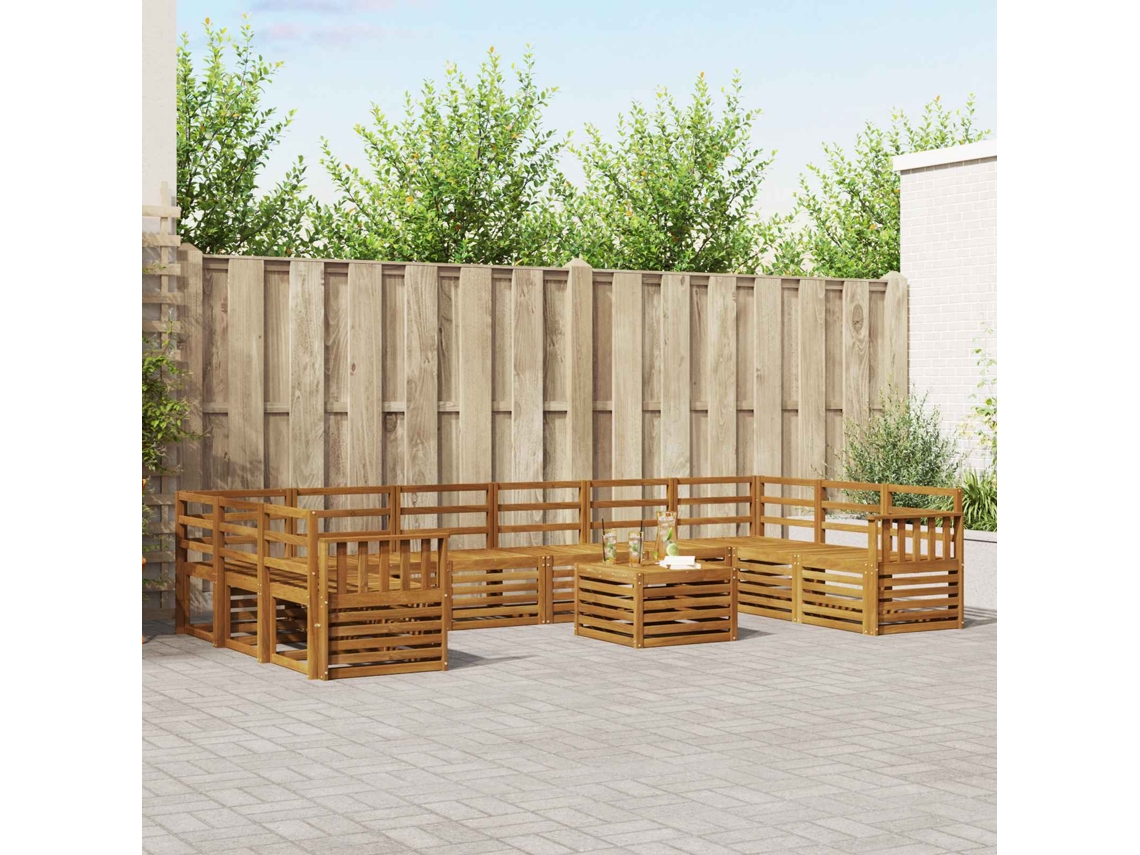 Vidaxl Conjunto De Sofás Para Exterior 11 Pcs Natural