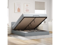 Vidaxl Cama Otomana com Colchão Leds 180x200cm Tecido Cinzento Claro