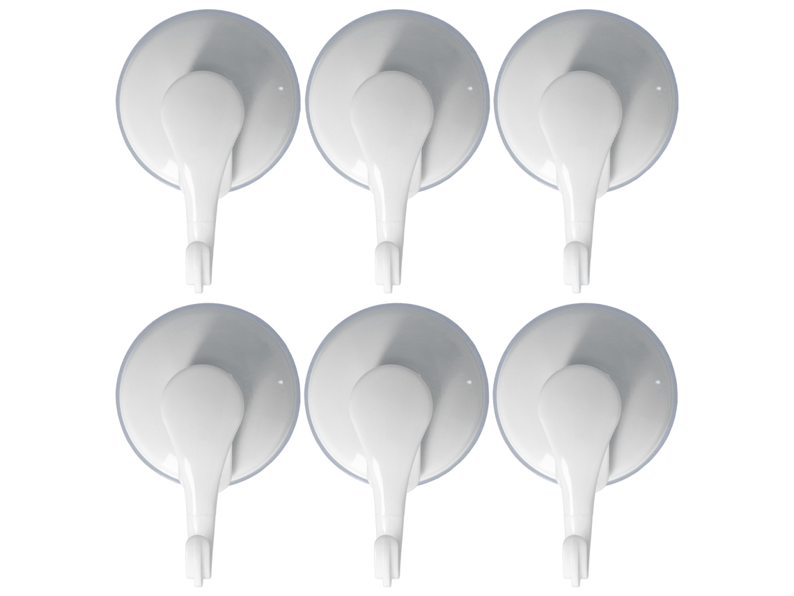 Conjunto de 6 Ganchos Parede com Ventosa Autoadesiva Alta Resistência para Toalhas, Ideais para Cozinha e Banheiro BRILVIBERA (branco)
