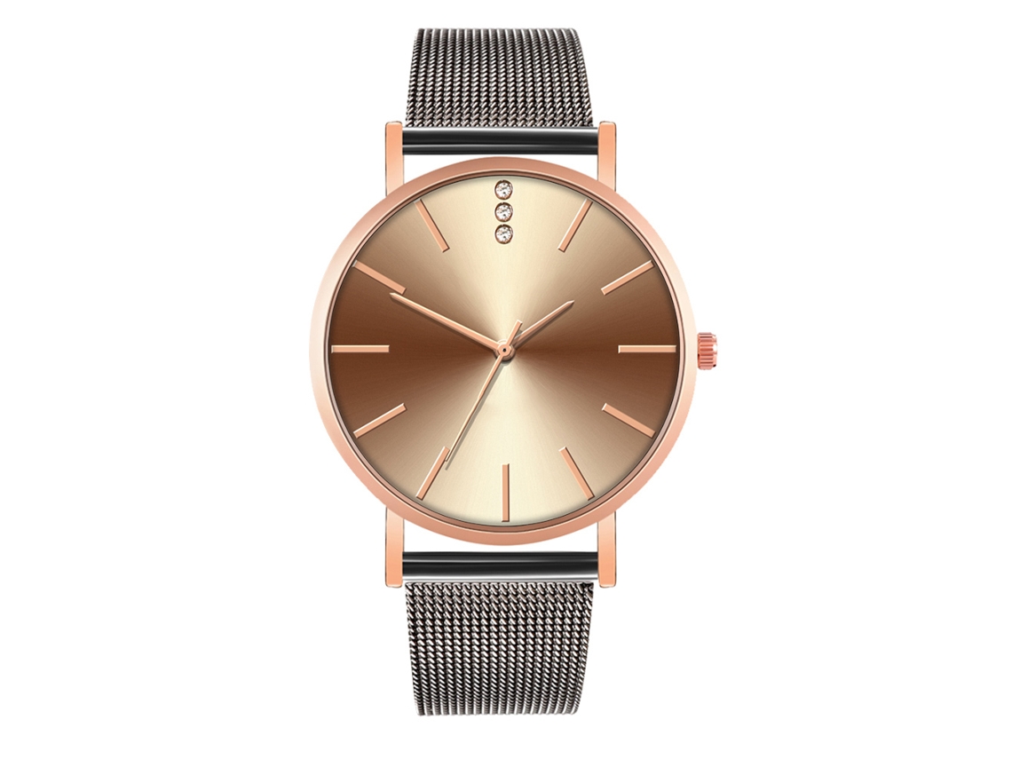 Reloj De Moda Para Parejas Con Correa De Malla Dial Redondo Cuarzo Unisex