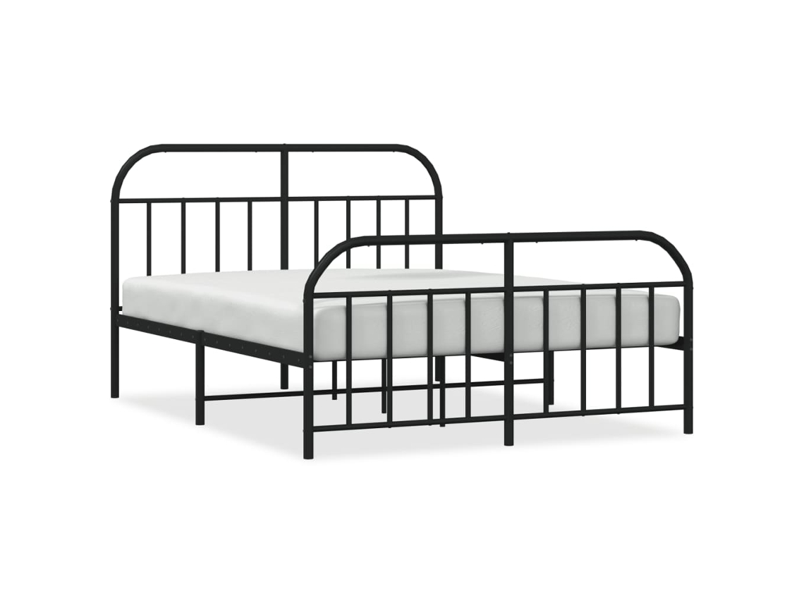 Bed Frame, Bed Frames Vidaxl Preto Aço (150 X 200 Cm)