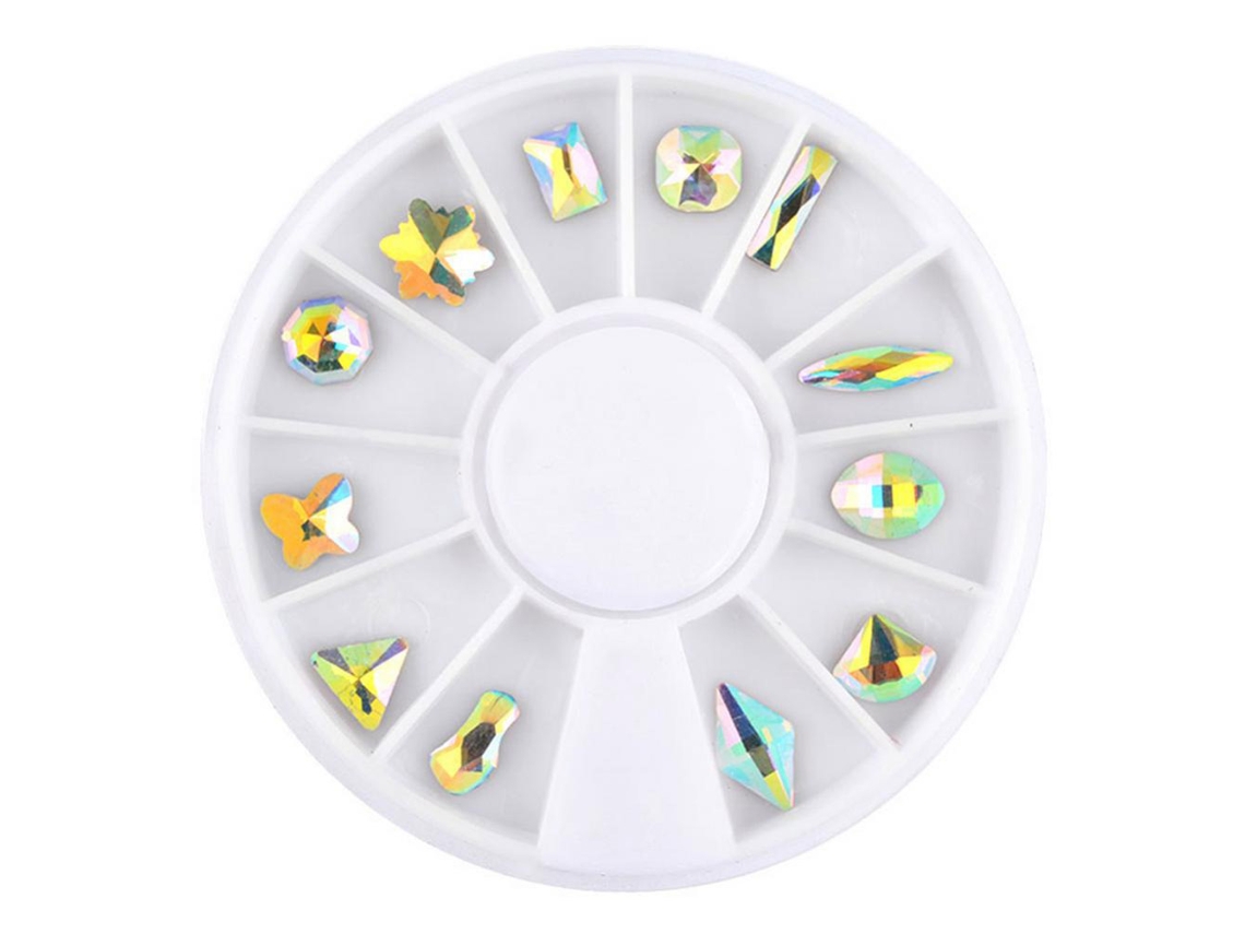 Decoración De Uñas Discos Redondos De Joyería De Aleación Con Piedras Rhinestone Ab Para Manicure