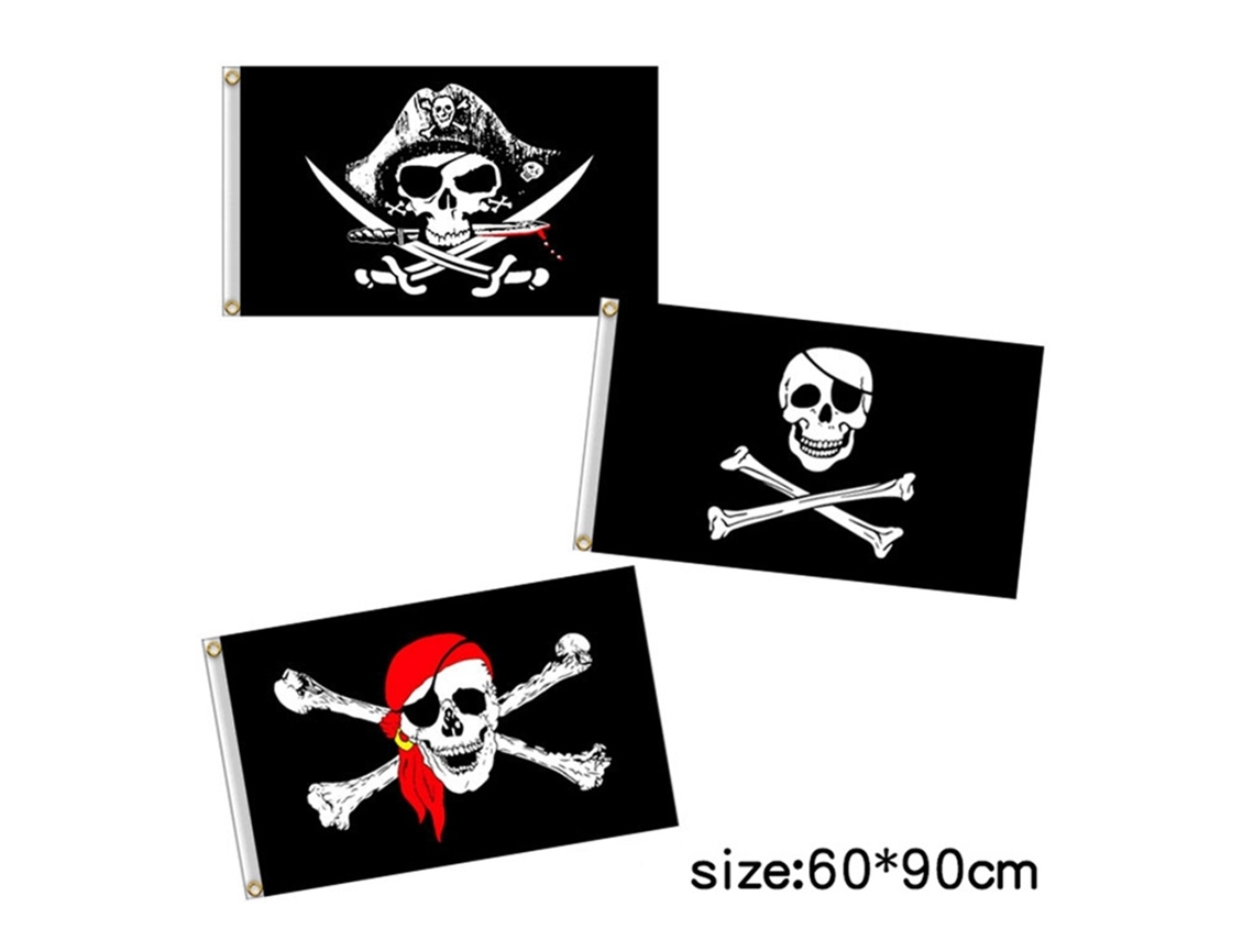 Bandeira Pirata Esqueleto Jolly Roger Para Festa De Halloween Decor