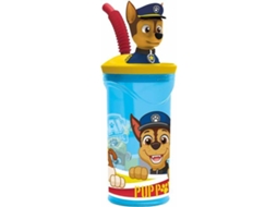 Vaso con caña y figura 3D Paw Patrol del personaje Chase 360ml 74466