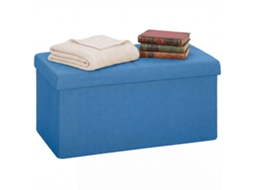 Armazenamento Puff. Banco Dobrável de Armazenamento 84 L 76x38x38 Cm Estofado em Linho Sintético Azul Claro Ge