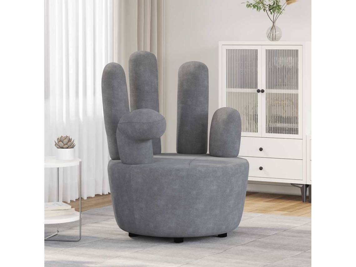 Vidaxl Cadeira Em Forma De Mão Veludo Cinzento