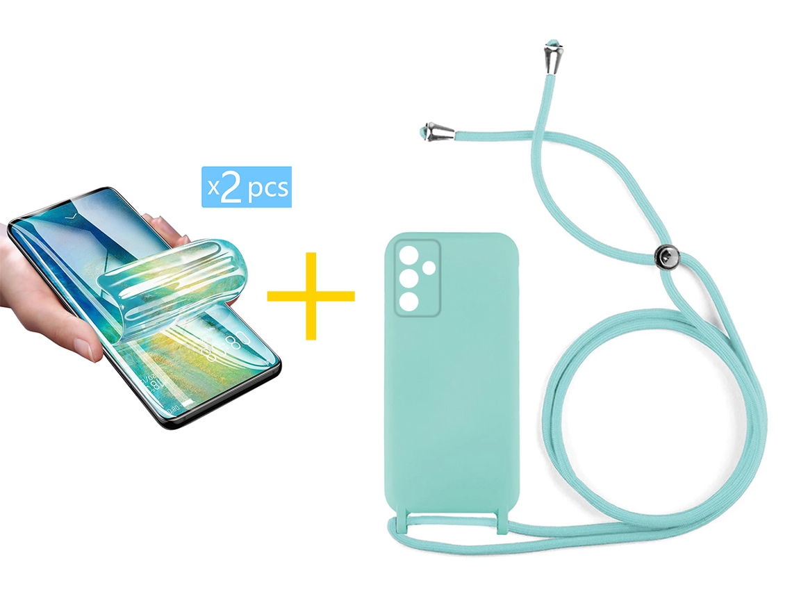 Pack 2 x Película de Hidrogel + Capa ACCETEL Samsung Galaxy S25 + 5G (PLUS) Gel Rope Verde Água