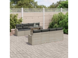 Vidaxl Conjunto De Sofá De Jardim 7 Unid. Cinzento-claro Vime Pe