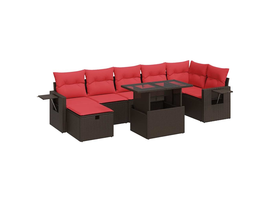 Conjunto de 8 Sofás Jardim com Almofadões Vime Pe/acácia Castanho MAISON EXCLUSIVE (8 pcs)
