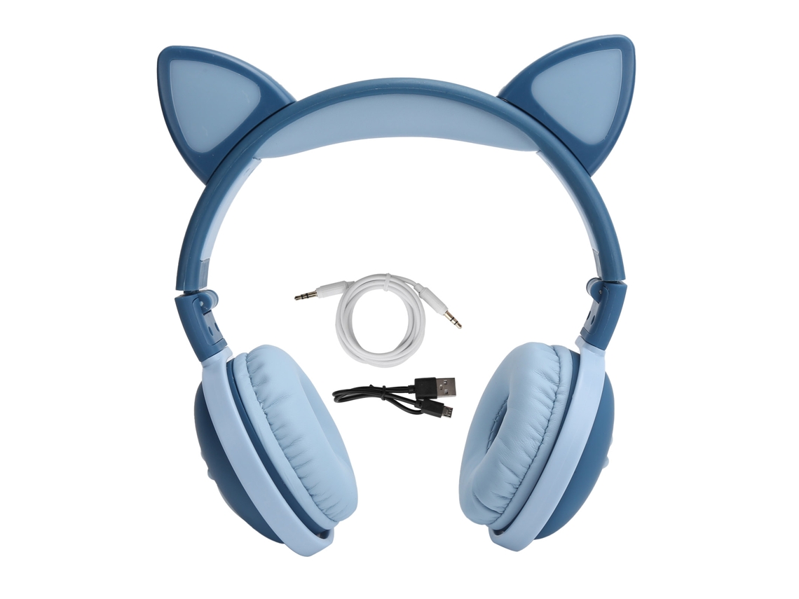 Auriculares inalámbricos Bluetooth 5.0 con luces LED, diseño orejas de gato, plegables para deportes | S/MARCA