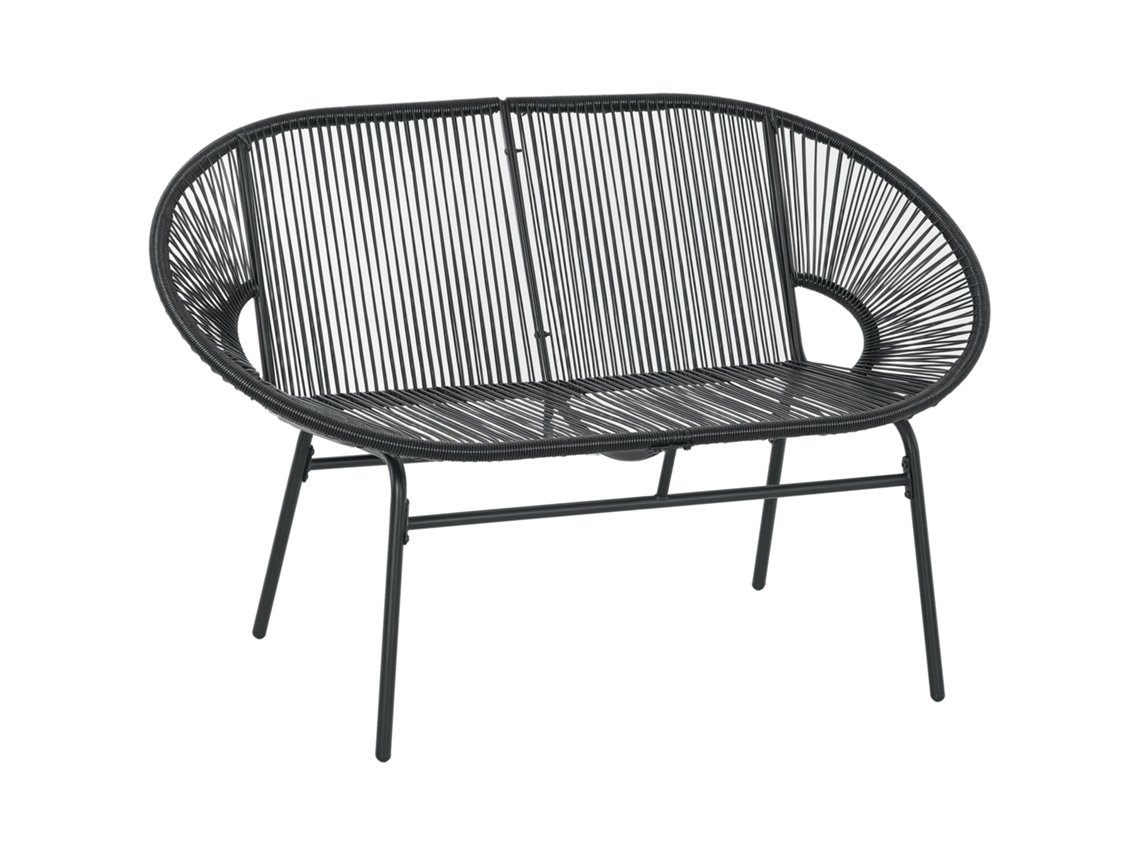 Poltrona Relax Estilo Boêmio Vime 132x72x83cm Preta
