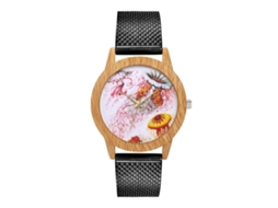 Relógio de quartzo unissex com pulseira de silicone, mostrador redondo, casual, preto.